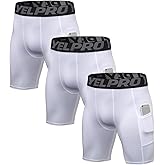 LWISMIL Men’s Compression Shorts with Pocket 1/3 Pack- Running Athletic Workout Underwear Shorts Spandex Sport Tight Shorts