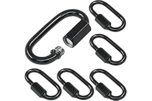 Marvexi D Quick Link Chain Connector, M4 Black Heavy Duty Quick Link 5/32 Metal Carabiner Screw for Chandelier Lights and Outdoor Equipment, Pack of 6