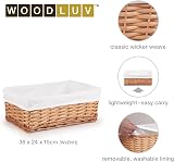 Woodluv Brown Wicker Storage Basket with Off White Lining Medium view 2