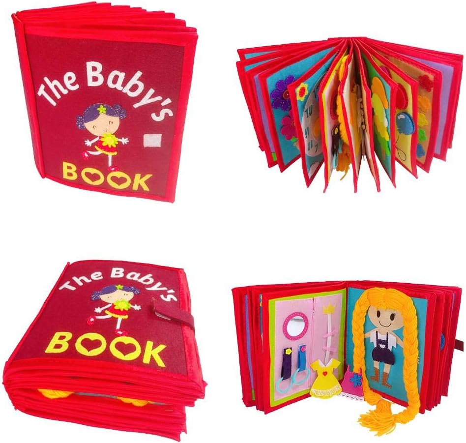 Non-Woven Picture Books Felt 12 Theme Ultra Soft Baby Books Touch and Feel Cloth Book 3D Books Fabric Activity for Babies/Toddlers Learning to Sensory Book Identify Skill Boys and Girls Busy Boo
