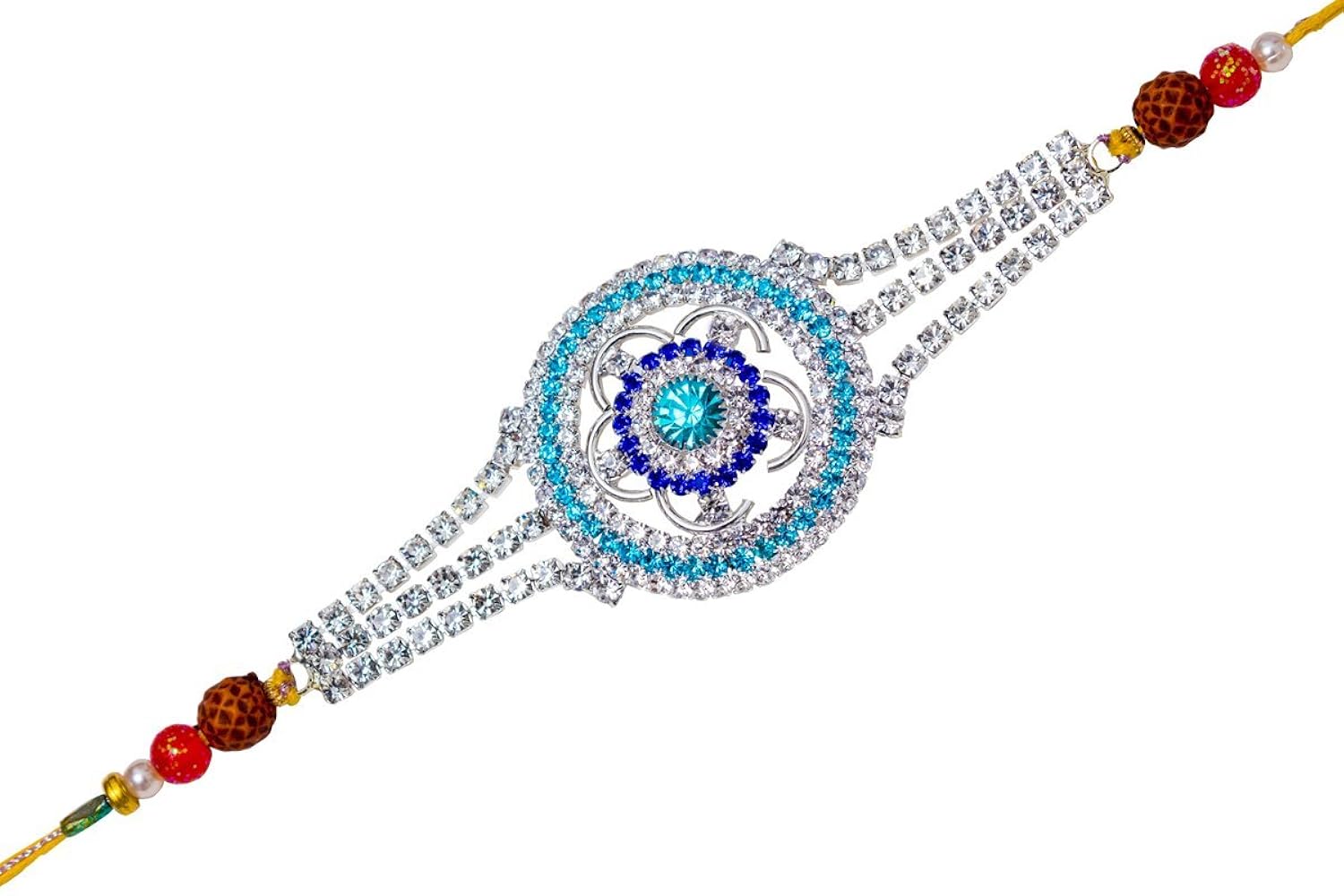 jaipuri diamond designer rakhi gift set for brother (pack of 4)