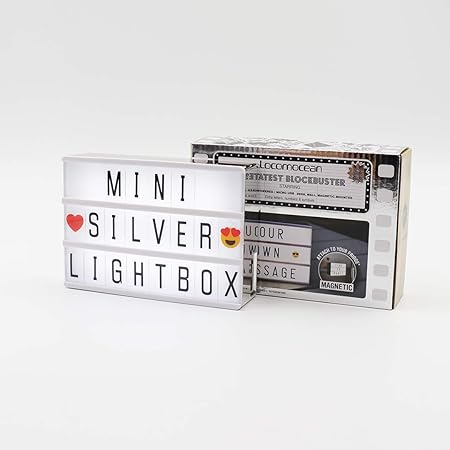 Caja de Luz Light Box Plateada16x12cm con 97 Letra, Números y Símbolos: Amazon.es: Hogar