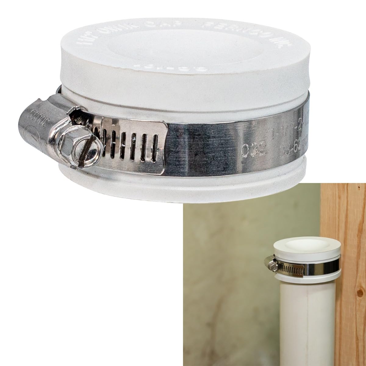 Photo 1 of Fernco QC-101W 1.5-in. Qwik Cap Flexible PVC Pipe Cap Drain Waste and Vent, White