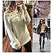 BOBIBI Women's Lace Up Front V Neck Long Sleeve Knit Pullover Sweater Mini Dress Top