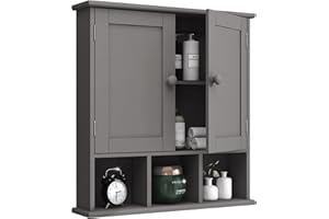 TaoHFE Grey Bathroom Cabinet,Bathroom Wall Cabinet with 2 Door Adjustable Shelves,Over The Toilet Storage Cabinet,Bathroom Cabinet Wall Mounted,Medicine Cabinets for Bathroom Laundry Room Kitchen