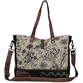 Myra Bag Floral Purses for Women - Canvas Floral Purse with Genuine Leather Accents, Casual Everyday Women’s Flower Bag