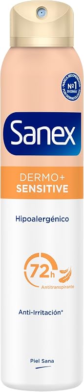 Sanex Dermo Desodorizante Spray Sensível, Pack 6 Uds x 200 ml, Antitranspirante, até 24H Proteção Contra Suor e Odor, Suave na Pele Sensível, Restaura o pH Natural da Pele