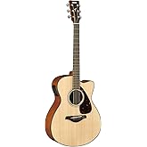 Yamaha FSX800C Small Body Solid Top Cutaway Acoustic-Electric Guitar, Natural