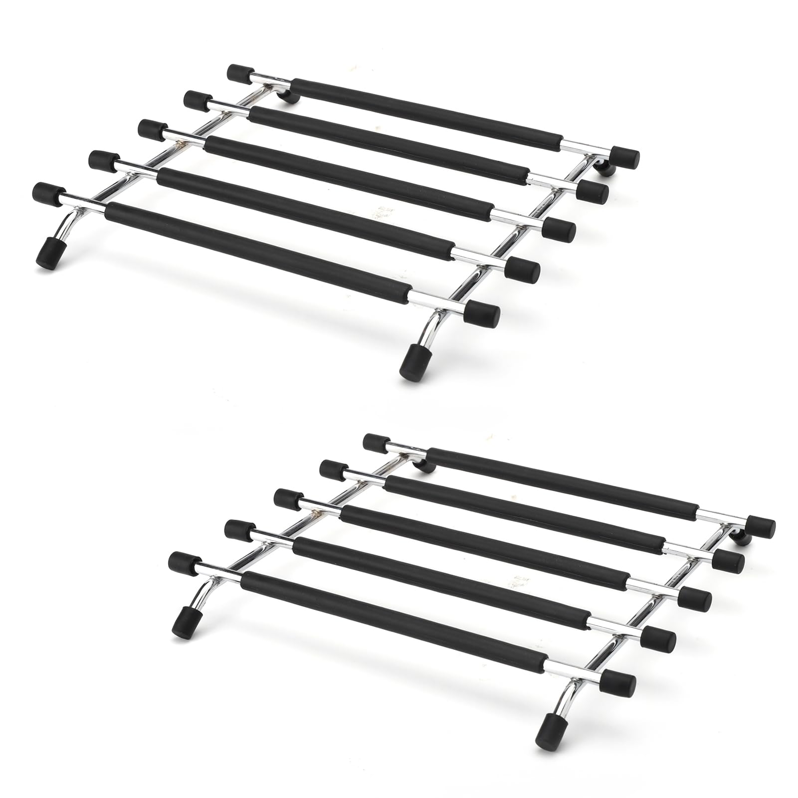 Trivets for Kitchen Worktops 2PCS, Black Kitchen Worktop Protector, Stainless Steel Worktop Protectors Heat Resistant Anti Slip Base Trivet for Hot Pans Heatproof Kitchen Accessories