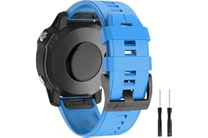 MYSNBKN Compatible with Garmin Fenix 5X Watch Band, 26mm Easy Install Silicone Strap for Garmin Fenix 5X Plus/Fenix 6X/Fenix 6X Pro/Fenix 3/Fenix 3 HR/Descent MK1/D2 Delta PX/D2 Charlie Smartwatch