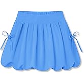 FOSTKU Big Girls Bubble Skort - Sweet Bow Accented Versatile Skirt for Summer Size 6-16