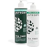 Purezero 20 oz Tea Tree & Matcha Shampoo and Conditioner Set - Nourishing & Invigorating Scalp Treatment - Zero Sulfates, Parabens, Dyes Vegan and Cruelty Free