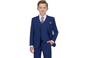 LOPEN STU Boys Formal Suit Set Kids Tuxedo Suits for Boys Easter Wedding Outfit with Ties and Pocket Square