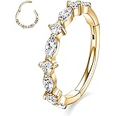 FUNLMO Conch Helix Tragus Rook Daith Piercing Jewelry Nose Ring Hoop Cartilage Earring 316L Surgical Steel Cube Zircon 16G 10mm Gold