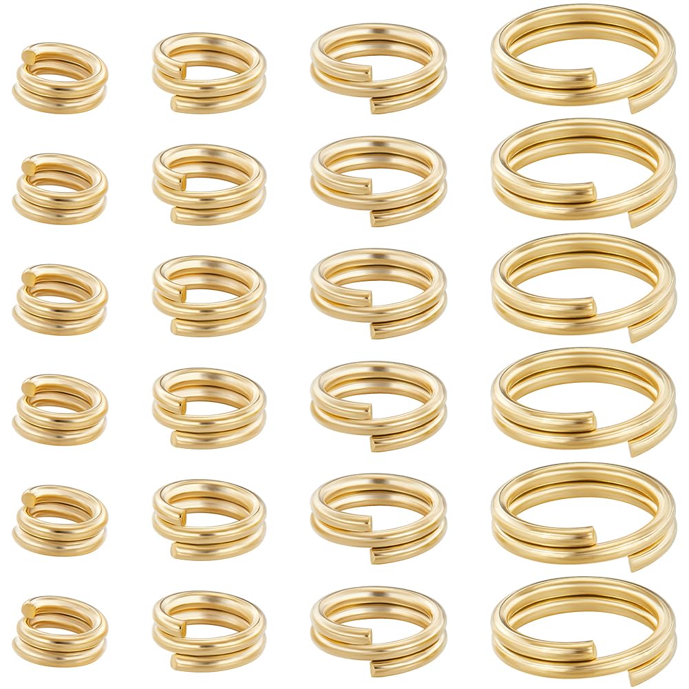 Beebeecraft 80Pcs 24K Gold Plated Split Jump Rings 4/5/6/8mm Double Loops Split Rings Connectors with Storage Box for Jewelry Necklaces Bracelets Earrings and Crafts