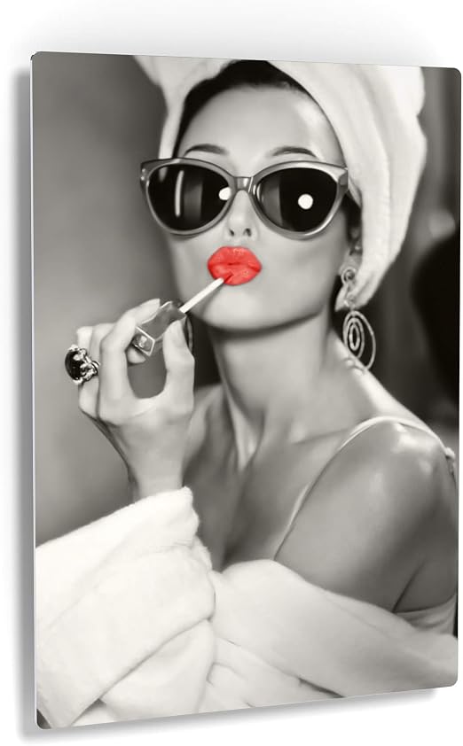 Amazon Com Smile Art Design Audrey Hepburn Wall Art Red Lips Metal Print Lipstick Makeup Iconic Pop Art Pretty Beauty Black And White Metal Wall Art Home Decor Artwork Gallery Ready To Hang