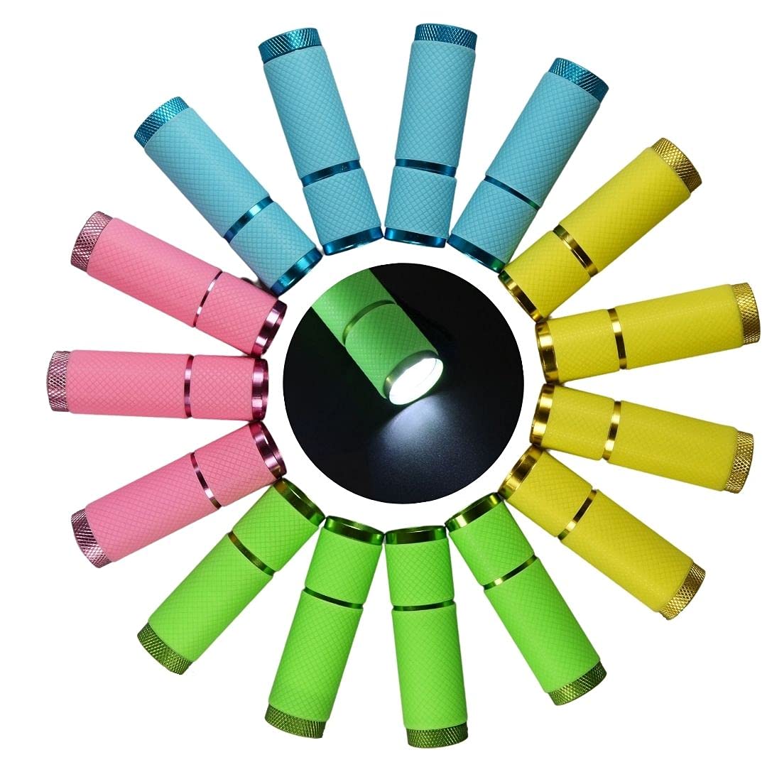 dervea 15-Pack Kids Flashlights for Boys Birthday Party Suppliers,Slumber Sleepover Party Favors, Mini Flashlight for Camping Glamping Goodie Bag Stuffers, Return Gifts For Girls Party