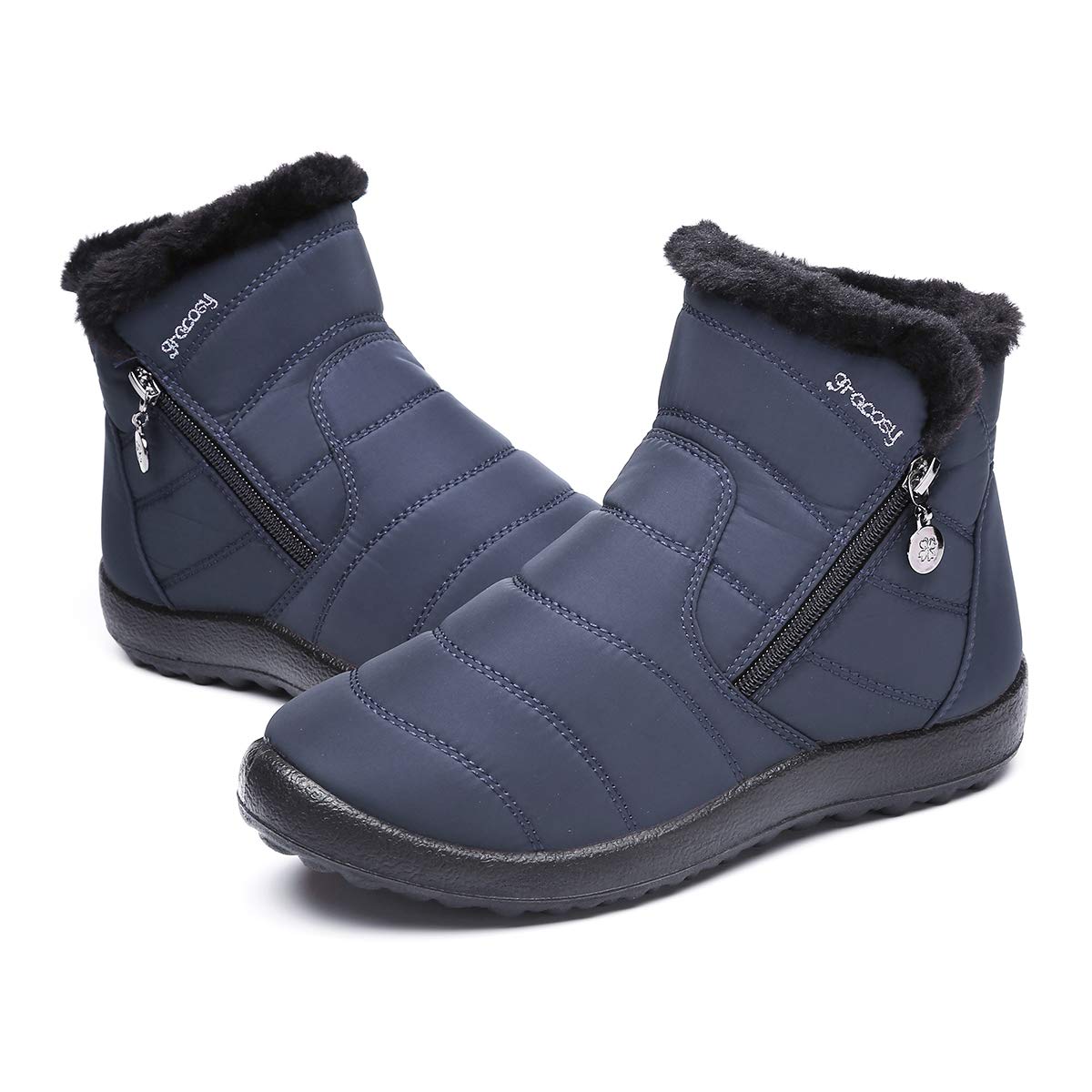 ladies wide fit fur lined ankle boots