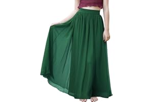 NOOMELFISH Noomlfish Kids Chiffon Pleated Long Skirts Boho Maxi Party Flower Girl Dress (5-12 Years)