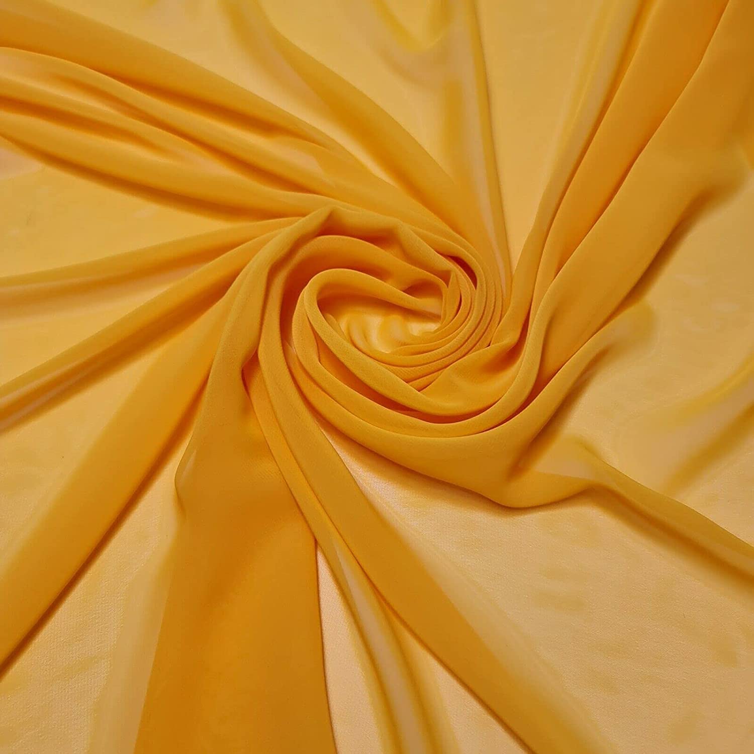 New Plain Chiffon Sheer Crepe Fabric Premium Dyed Dress Drape Decor Craft Fabric (Pre Cut 5 Meter - Sunset Orange)