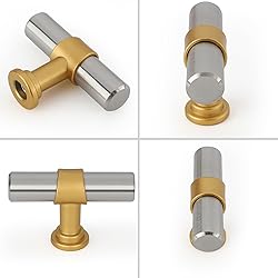Haliwu 20 Pack Brushed Nickel Cabinet Knobs, Gold