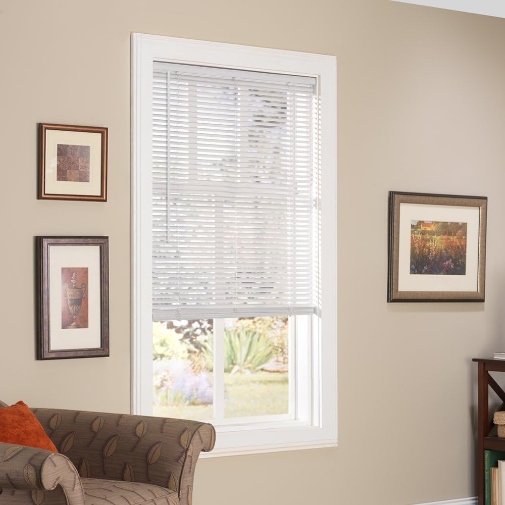 Window Treatments - Vinyl Mini Blinds 1-Inch Cordless Room Darkening Blind for Windows - Starting at $9.97 - (Over 1,400 Add'l Custom Sizes), Cordless, White - 18