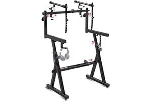 Liquid Stands Dual Piano Keyboard Stand with 2nd Tier - Z Style Adjustable and Portable 2 Tier Heavy Duty Music Stand for Syn