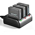 Artman Hero 7/6/5 Battery 1480mAh 3-Pack and 3-Channel LED USB Hero 7 Charger Compatible with Gopro Hero 7 Black,Hero 6 Black