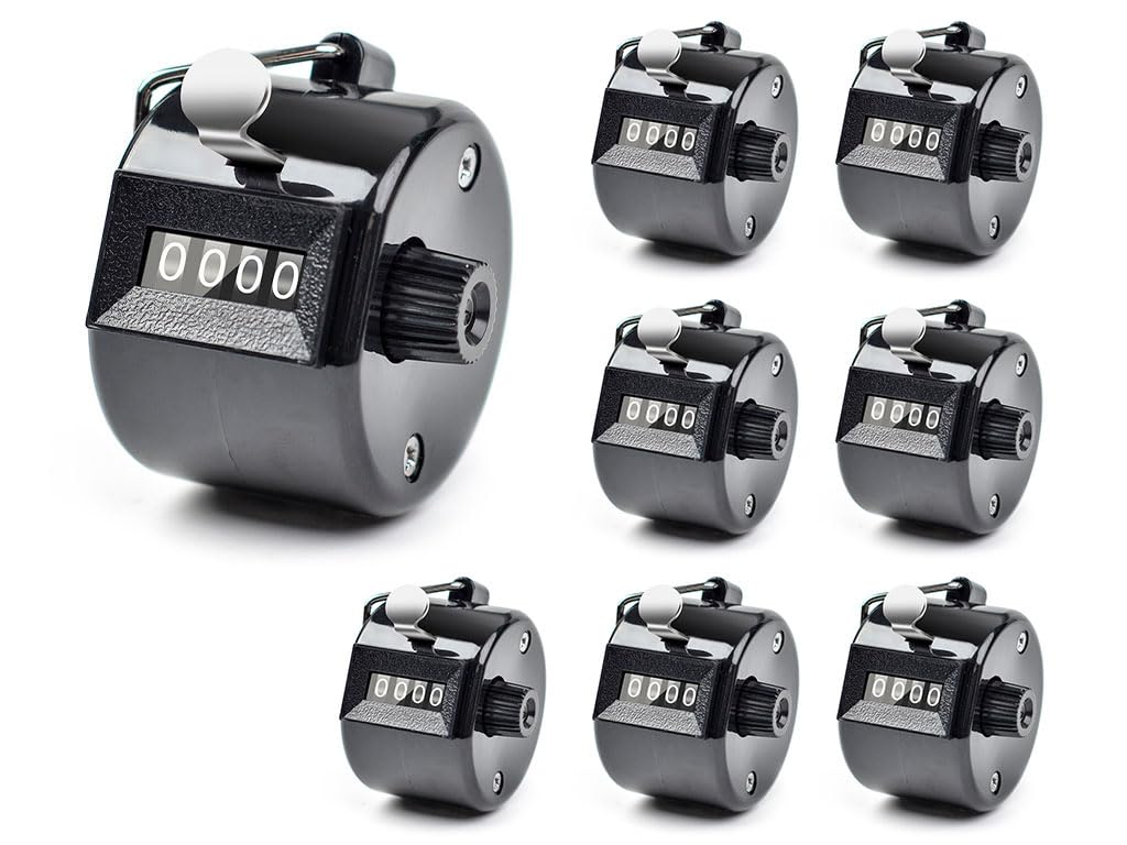 Hitopin 8PCS Hand Tally Counters, Metal Mechanical Counters, 4-Digit Clicker Counter, Metal Hand Tally Counters, 4 Digit Hand Tally Counters, for Coaching, Golf Scoring, Meeting, Counting (Black)