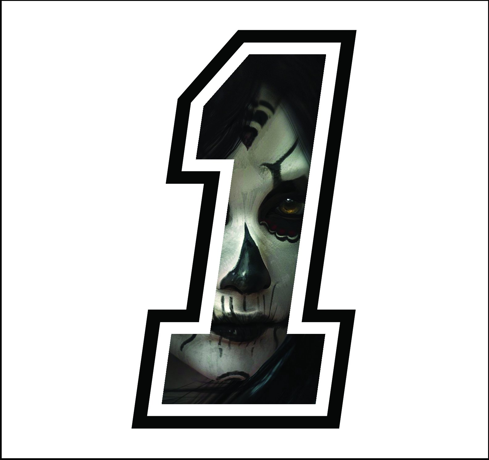 Sticker number 1 race 12 cm - Woman Skull WOMAN - race cross track car motorcycle stickers…