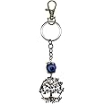 Bravo Team Tree of Life and Wisdom with Blue Crystal and Big Evil Eye Keychain Ring w/Clasp - Sign for Good Luck and Blessing - Home, Bags & Car Rear View Mirror Hanging Accessories