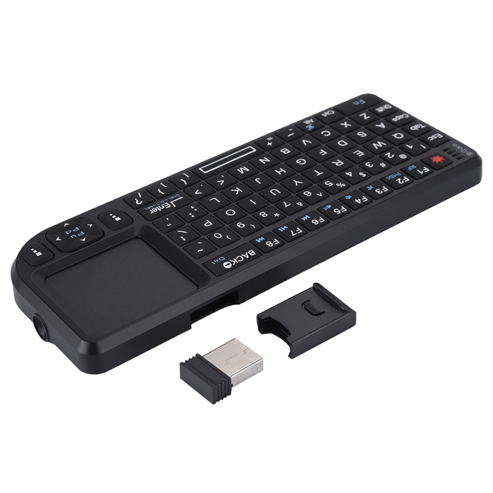 Akozon Keyboard Mini Typing, Ultra Mini Thin USB Backlit Handheld Keyboard for 360 2.4GHz Wireless Touchpad/Rechargeable