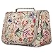 Toiletry Bag Stylish, Yeiotsy Retro Flowers Hanging Travel Toiletry Bag Floral Makeup Bag Cute Cosmetic Organizer for Women (Khaki)