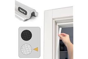 YZGJM 26 FT Door Frame Extra Thick Kerf Non-Adhesive Weather Stripping Seal Strip PU Foam, PE Cover, Groove Slot Installation for Large Gap, Sound, Dust, Water Insulation (26ft, White, Extra Thick Flanged)