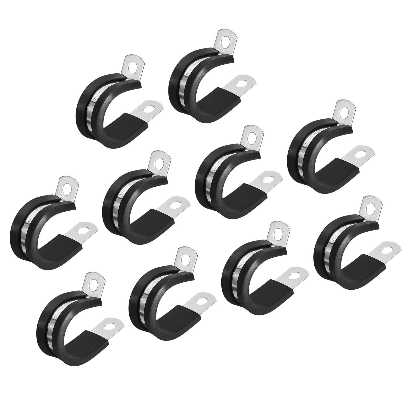 MACHSWON 20Pcs 7/8 Inch(22mm) Cable Clamp, Rubber Cushioned Insulated Clamp 304 Stainless Steel R Shape Bracket Metal Pipe Clamp Tube Holder for Wire Hose Tube