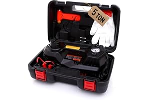 Trihelper Electric Car Jack 5 Ton 12V Floor Jack Hydraulic Jack Stand Car Lift Jack with Integrated Tire Pump for SUV Truck Sedan Vehicle Roadside Emergency Tire Change