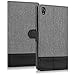 kwmobile Wallet Case for Sony Xperia Z5 Premium - Fabric and PU Leather Flip Cover with Card Slots and Stand - Grey Black
