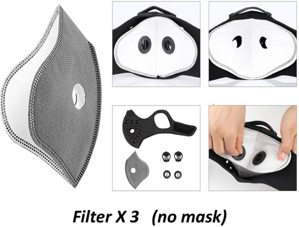 Homthing Dust mask with filter cotton, replaceable and reusable, comfortable and breathable outdoor pollution prevention mask, suitable for outdoor work-3 Filters