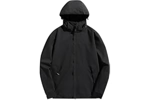 Lightweight Waterproof Windbreaker Hooded Long Sleeve Spring Fall Casual Jackets Full Zip Up Raincoat Sports, S-6XL