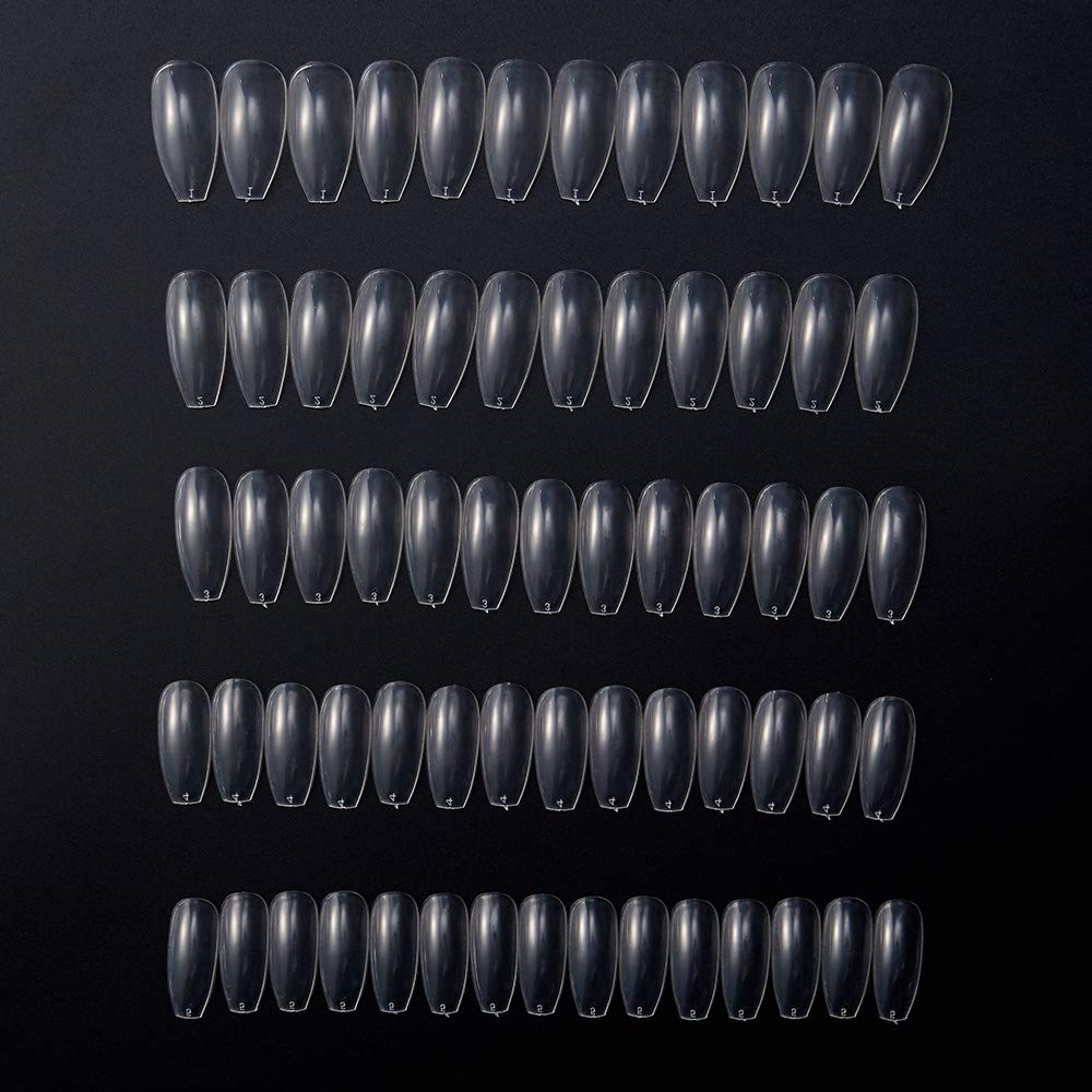 500PCS Acrylic Clear Full Cover Fake Nail Tips and Nail Cutter, Artificial False Nail Tips, Square Shaped, 10 kinds of Sizes, 50Pcs per Size: Beauty