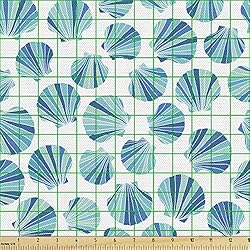 Lunarable Seashells Fabric by The Yard, Scallops