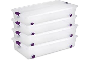 Sterilite 4-Pack 60 Quart ClearView Latch Box, Wheeled Underbed Organizer Bins with Latching Lids - Clear Plastic Organization Containers for Closet, Bedroom, Shelving Units and Everyday Home Storage