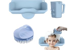 ZHIYUEJING Hair Washing Station for Kids and Teens,Tear-Free Shampoo Buddy with Neck Support for Sink or Bathtub Station Includes Washing Pad and Easy-Pour Cup (Blue)
