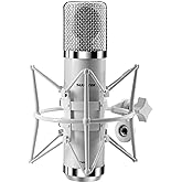 SUUNTOK FET Condenser Microphone Professional XLR Studio Microphone with 34mm Large Diaphragm, Cardioid Recording Mic Computer Gaming PC TM251S Mic Kit for Singing, Podcasting, YouTube (Gray)