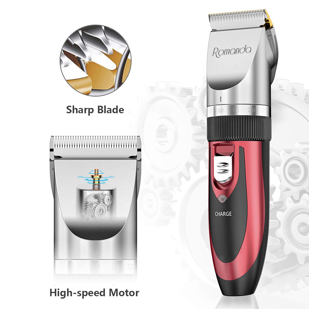 Hair Clippers, Romanda Professional Clippers for Men Cordless Hair Trimmer Ultra Quiet