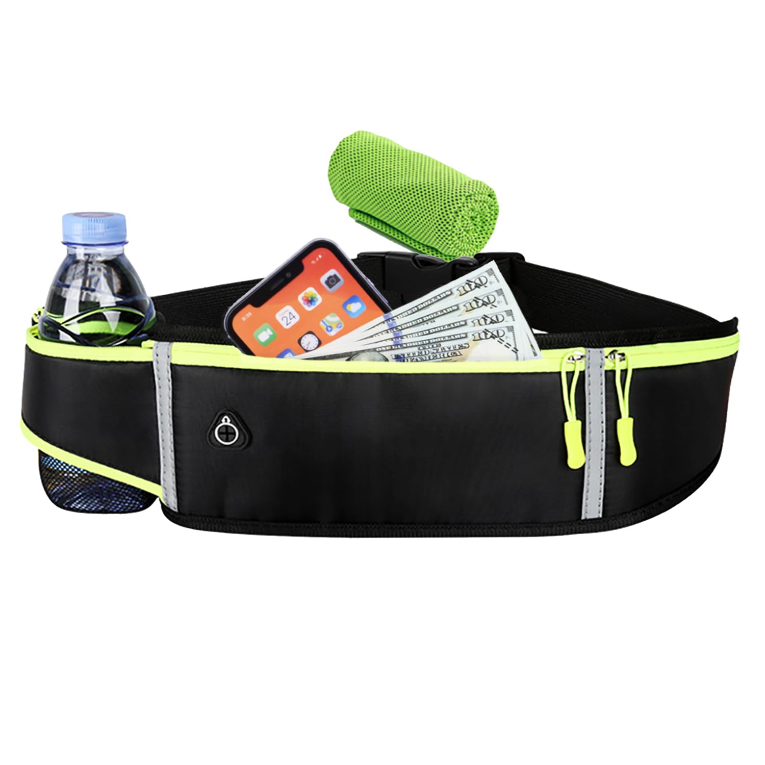 CYchen Running Bottle Belt for Men, Women, and Kids - Waterproof Bumbag - Sporty Flip Pouch, Stylish Waist Bag for Running, Trail, Travel and MTB