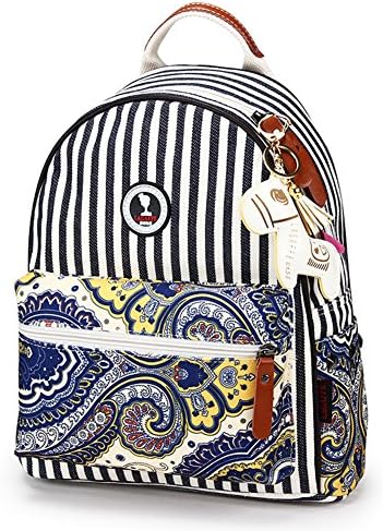 LAGAFFE Stripes Women's Canvas Backpack Casual Book Bag Sports Daypack Travel Pack Bags