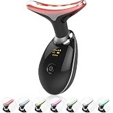 Portable Face Beauty Device, 7 Color Portable Face Massager Tool for Skin Care, Based on Triple Action LED, Thermal, and Vibration Technologies, at Home Skin Care Face Sculpting Tool(Glossy Black)