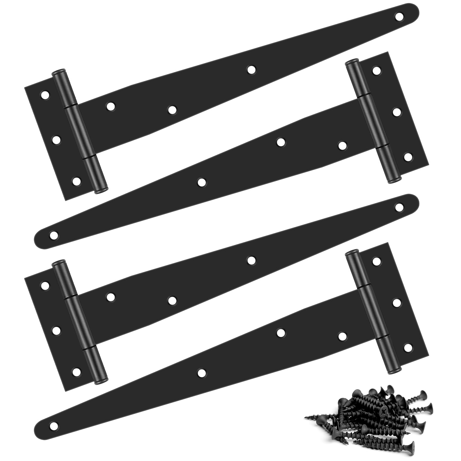 4 Pack Shed Door Hinges, 12 Inch T Hinges Heavy Duty Door Hinge Outdoor Stainless Steel Black Tee Hinge for Wood Shed Barn Door Fence Gate — image 1