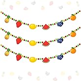 Cheerupp 3 Pcs Fruit Theme Felt Balls Garlands, 5 Ft Colorful Fruity Pom Pom Balls Decorative Banner Garland, Wall Hanging for Holiday Wedding Nursery Home Birthday Decorations